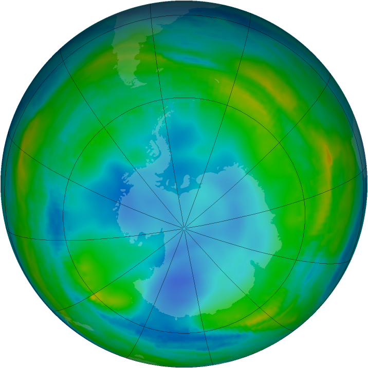 Antarctic ozone map for 08 July 1985